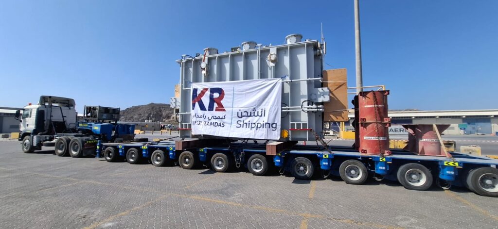 KR Shipping team relocating 97-ton transformer in Oman